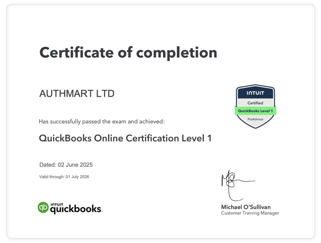 qbo online certification authmart